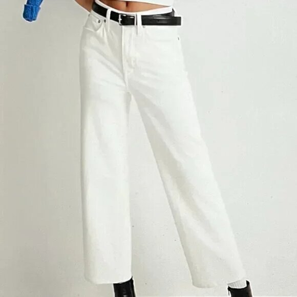 Madewell Denim - Madewell The Perfect Vintage Wide-Leg Crop Jean in Tile White Size 30
